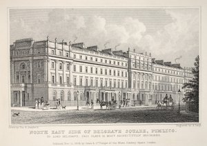North East Side of Belgrave Square, Pimlico, z pubu „Londyn i jego okolice w XIX wieku”. Jones und Co., 1827-1829 autorstwa Thomas Hosmer Shepherd