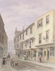 Stary dom przy wjeździe na Leather Lane, 1857 r. autorstwa Thomas Hosmer Shepherd