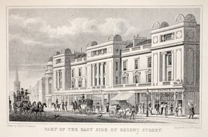 Część East Side of Regent Street, z pubu „Londyn i jego okolice w XIX wieku”. Jones und Co., 1827-1829 autorstwa Thomas Hosmer Shepherd