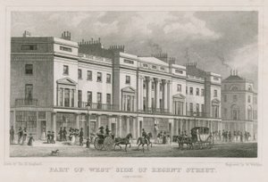 Część zachodniej strony Regent Street w Londynie autorstwa Thomas Hosmer Shepherd
