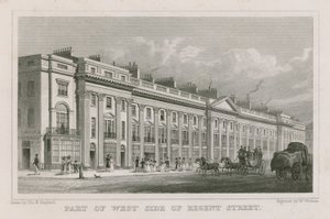 Część zachodniej strony Regent Street, Londyn autorstwa Thomas Hosmer Shepherd