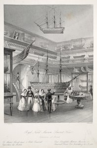 Królewskie Muzeum Marynarki Wojennej, Somerset House, z pubu „London Interiors withich Costumes and Ceremonies”. Joseph Mead, Londyn, c.1843 (rycina stalowa) autorstwa Thomas Hosmer Shepherd