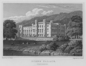 Scone Palace, Perthshire (grawerowanie) autorstwa Thomas Hosmer Shepherd