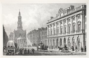 Somerset House, z pubu „Londyn i okolice w XIX wieku”. Jones und Co., 1827-1829 autorstwa Thomas Hosmer Shepherd