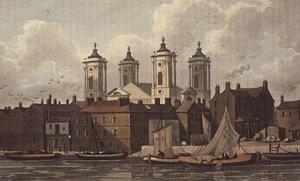 Kościół św. Jana, Smith Square (akwatinta) autorstwa Thomas Hosmer Shepherd