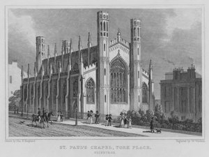 Kaplica św. Pawła, York Place, Edynburg (grafika) autorstwa Thomas Hosmer Shepherd