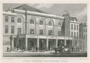 Surrey Theatre, Blackfriars Road, Londyn (grawerowanie) autorstwa Thomas Hosmer Shepherd