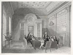 Sala Posiedzeń Admiralicji, z pubu „London Interiors with your Costumes and Ceremonies”. Joseph Mead, Londyn, c.1843 (rycina stalowa) autorstwa Thomas Hosmer Shepherd