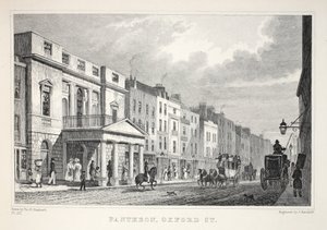 Panteon, Oxford Street, z pubu „Londyn i jego okolice w XIX wieku”. Jones und Co., 1827-1829 autorstwa Thomas Hosmer Shepherd