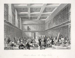 Czytelnia i Biblioteka w British Museum, z pubu „London Interiors withich Costumes and Ceremonies”. Joseph Mead, Londyn, c.1843 (rycina stalowa) autorstwa Thomas Hosmer Shepherd