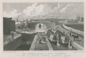 Podwójna śluza i wschodnie wejście do tunelu Islington autorstwa Thomas Hosmer Shepherd