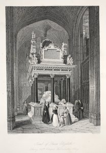 Grób królowej Elżbiety I z pubu „London Interiors withich Costumes and Ceremonies”. Joseph Mead, Londyn, c.1843 (rycina stalowa)