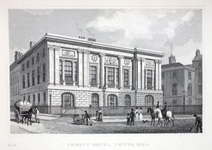 Trinity House, Tower Hill, z pubu „Londyn i okolice w XIX wieku”. Jones und Co., 1827-1829 autorstwa Thomas Hosmer Shepherd