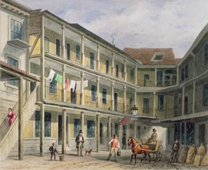 Widok na podwórze Blue Boar Inn, Aldgate nr 30, ok. 1850 autorstwa Thomas Hosmer Shepherd