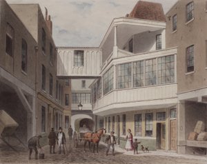 Widok na tawernę Cross Keys, Wood Street, ok. 1850 (wc na papierze) autorstwa Thomas Hosmer Shepherd