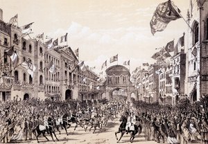 Wizyta Napoleona III i cesarzowej Eugenii w mieście, 19 kwietnia 1855 r. autorstwa Thomas Hosmer Shepherd