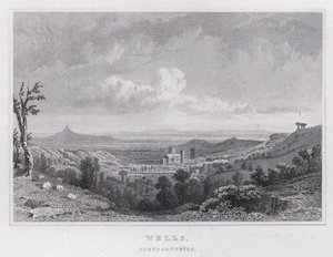 Wells, Somersetshire (grawerowanie) autorstwa Thomas Hosmer Shepherd