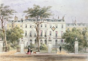 Zachodni front domu Sir Roberta Peela w Privy Garden (1788-1850) 1851 autorstwa Thomas Hosmer Shepherd