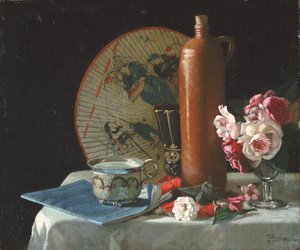 Martwa natura z wachlarzem i różami, 1874.