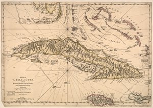 Mapa wyspy Kuba z wyspami Bahama, Zatoką Florydzką i Windward Passage - sporządzona na podstawie angielskich i hiszpańskich pomiarów. LOC 73697703