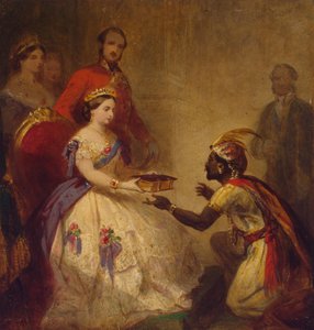 Królowa Wiktoria wręcza Biblię afrykańskiemu wodzowi (Sekret wielkości Anglii) autorstwa Thomas Jones Barker