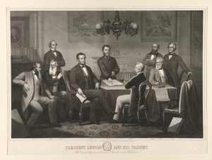 Prezydent Lincoln i jego gabinet autorstwa Thomas Kelly