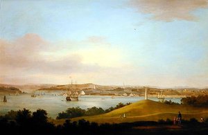 Widok na ujście Tamar, Plymouth (olej na panelu) autorstwa Thomas L. Hornbrook