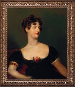 Portret Lady Beresford, siedząca, do połowy długości, w czarnej sukni ozdobionej różą autorstwa Thomas Lawrence