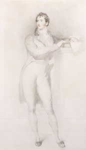 Portret Sir Francisa Burdetta, Barta, mały, pełnometrażowy, stojącego przy kominku, ok. 1796 autorstwa Thomas Lawrence