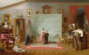 Wnętrze z portretami, ca. 1865.