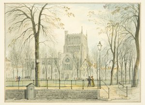 Bristol Cathedral and College Green (akwarela na papierze) autorstwa Thomas Leeson the Elder Rowbotham