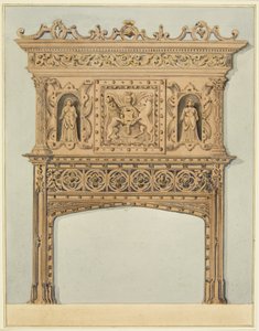 Kominek w Wielkiej Sali Mennicy, obecnie Szpital Św. Piotra (akwarela na papierze) autorstwa Thomas Leeson the Elder Rowbotham