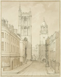 Corn Street (akwarela na papierze) autorstwa Thomas Leeson the Elder Rowbotham