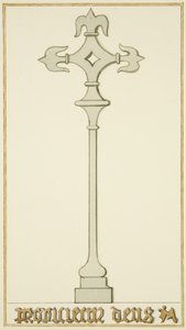 Krzyż na starym nagrobku w krypcie kościoła św. Jana (akwarela na papierze) autorstwa Thomas Leeson the Elder Rowbotham