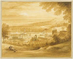 Cumberland Basin widziany z pola w pobliżu kościoła Clifton autorstwa Thomas Leeson the Elder Rowbotham