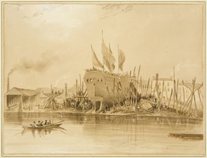 Eastern Wapping Dock, premiera „Avon”, 1826 autorstwa Thomas Leeson the Elder Rowbotham