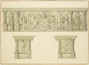 Fryz na kominku przy 15 Broad Street (ołówek i akwarela na papierze) autorstwa Thomas Leeson the Elder Rowbotham