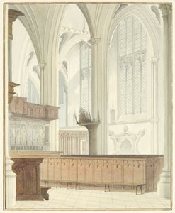 Wnętrze katedry w Bristolu, w pobliżu Organów (akwarela na papierze) autorstwa Thomas Leeson the Elder Rowbotham