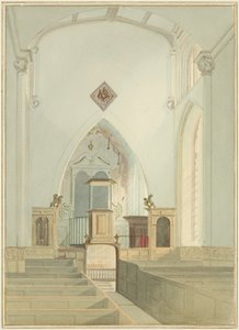 Wnętrze kościoła św Jana (akwarela na papierze) autorstwa Thomas Leeson the Elder Rowbotham
