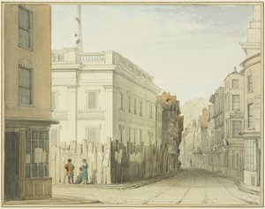 Patrząc w dół Broad Street z New Council House (akwarela na papierze) autorstwa Thomas Leeson the Elder Rowbotham