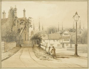 Lower College Green lub College Square (akwarela na papierze) autorstwa Thomas Leeson the Elder Rowbotham
