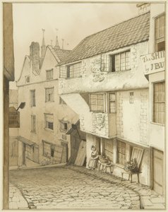 Lower End of Steep Street, z domem autorstwa Thomas Leeson the Elder Rowbotham
