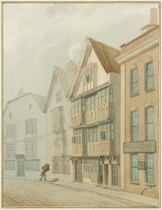 Stare domy naprzeciw Hali Kupieckiej (akwarela na papierze) autorstwa Thomas Leeson the Elder Rowbotham