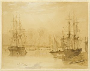 Ropewalk w Wapping, West Indiaman „Union” po lewej autorstwa Thomas Leeson the Elder Rowbotham