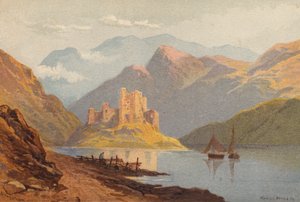 Szkocja, Zamek Eilean-Donan (kolor lito) autorstwa Thomas Leeson the Elder Rowbotham
