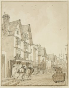 Temple Street, patrząc na północ (ołówek i akwarela na papierze) autorstwa Thomas Leeson the Elder Rowbotham