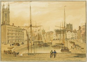 Widok z Kamiennego Mostu, Head of Quay (St Giles) autorstwa Thomas Leeson the Elder Rowbotham