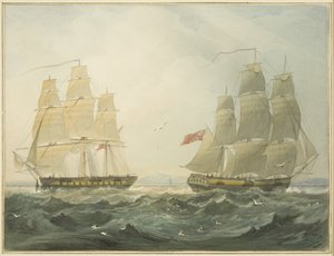 West Indiaman „Union” i „Ann” nadciągają kanałem Bristolskim autorstwa Thomas Leeson the Elder Rowbotham