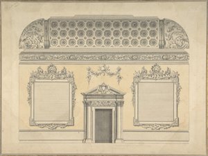 Projekt części sali rokokowej z karbowanym sufitem i ornamentem korynckim..., ok. 1750. autorstwa Thomas Lightoler.