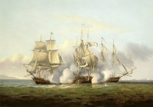 HMS Gore w akcji z francuskimi brygami "Palinure" i "Pilade" (zob. także 197354)